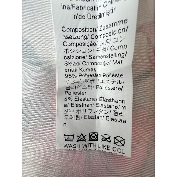 Pink Tropical Floral V-Neck Button Front Maxi Dress Size Large Cream - Picture 12 of 13